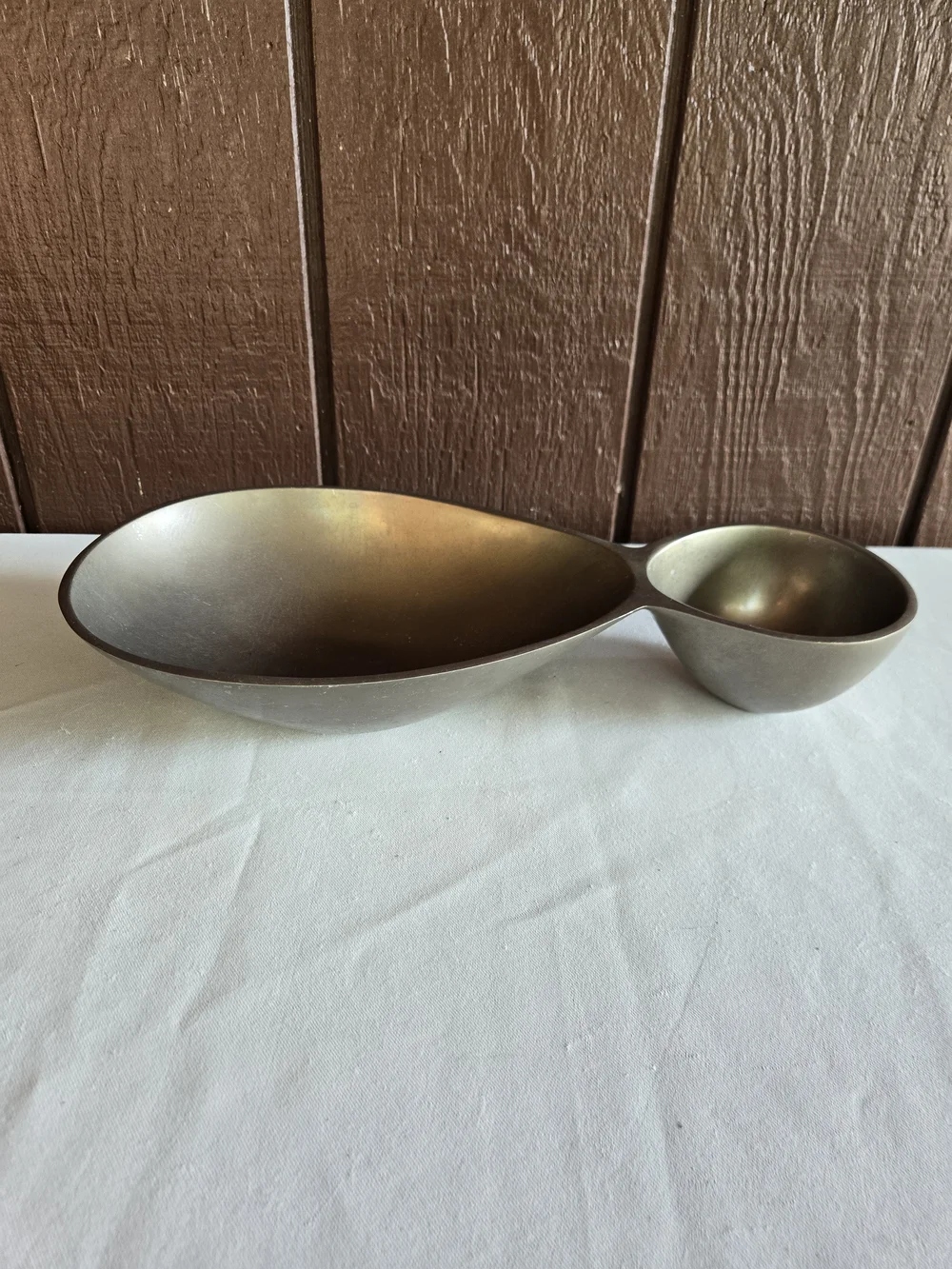 Pewter Chip & Dip Bowl or just a Double Serving Bowl